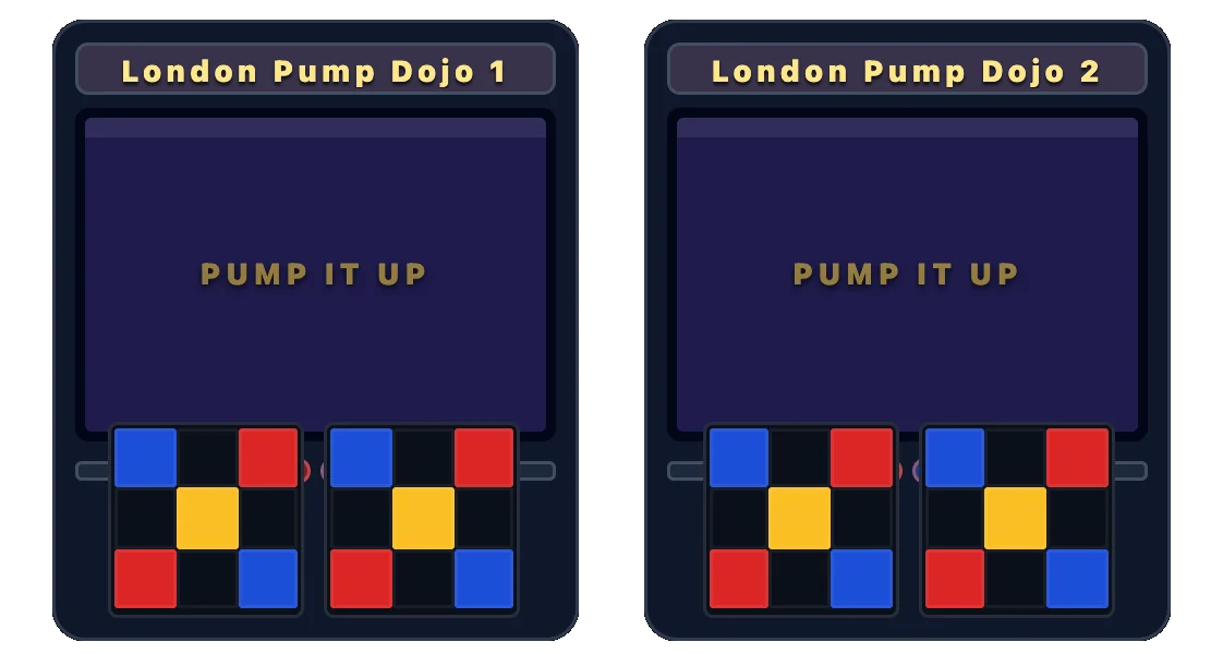 Pump Dojo’s two cabinets on the in-app check-in screen.